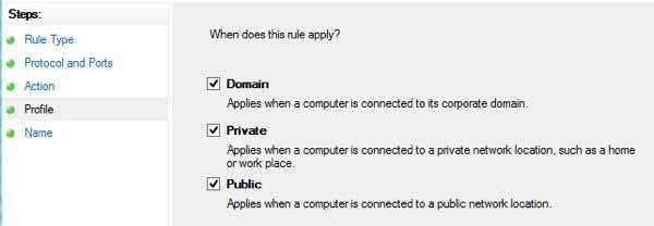 Axuste as regras e a configuración do firewall de Windows 10