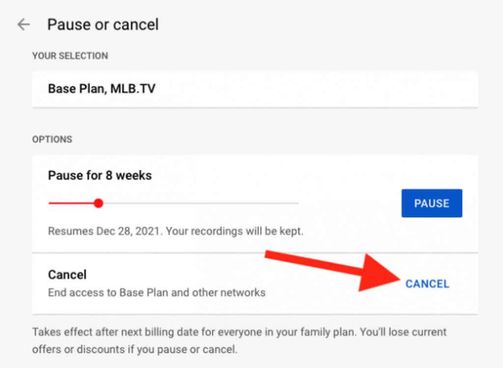 Com cancel·lar o posar en pausa la vostra subscripció a YouTube TV