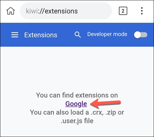 Asztali Chrome-bővítmények telepítése Androidra