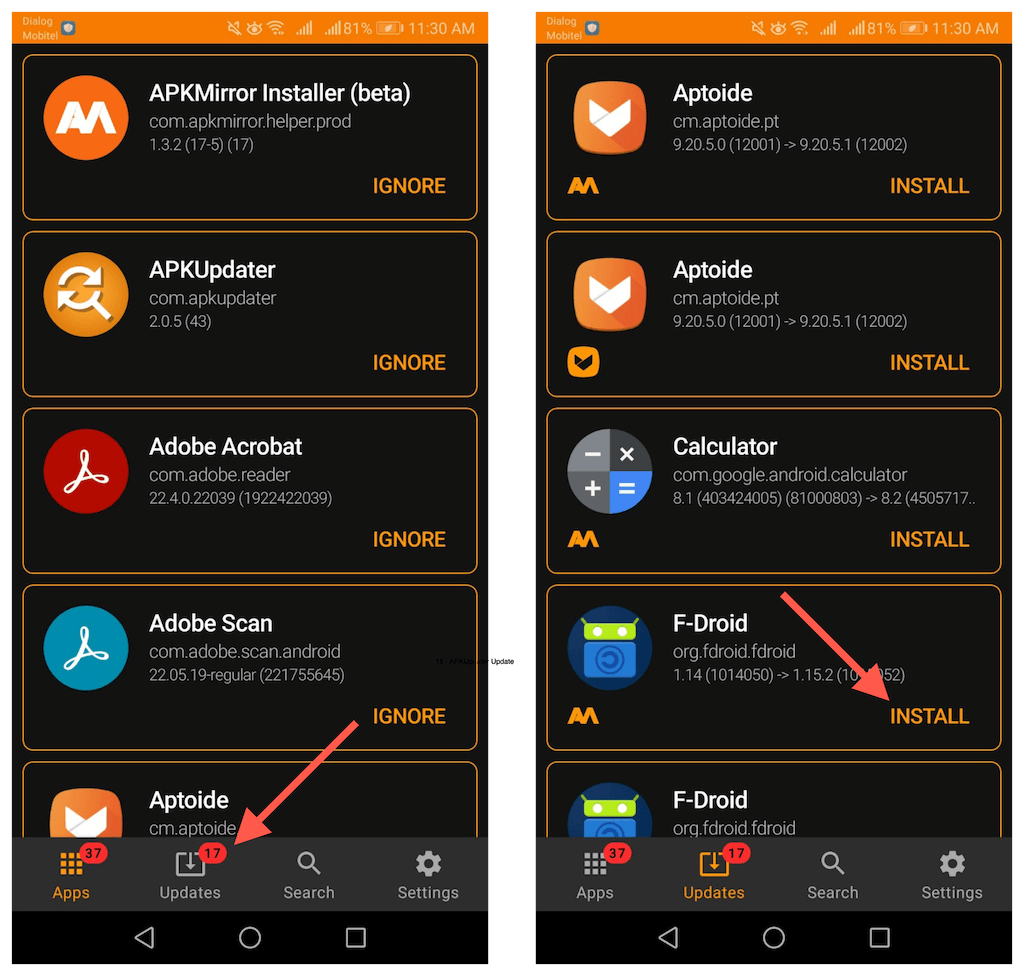 Kuinka päivittää Android-sovellukset