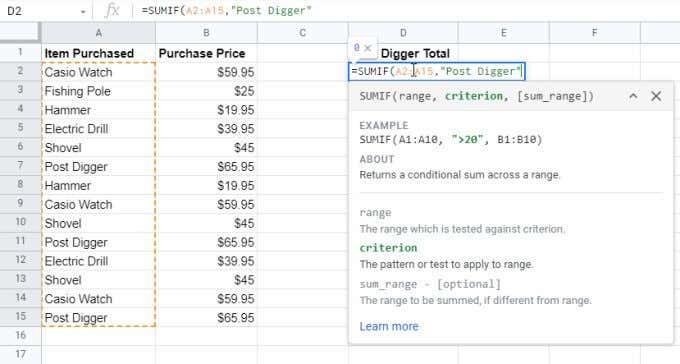 Slik bruker du SUMIF i Google Sheets