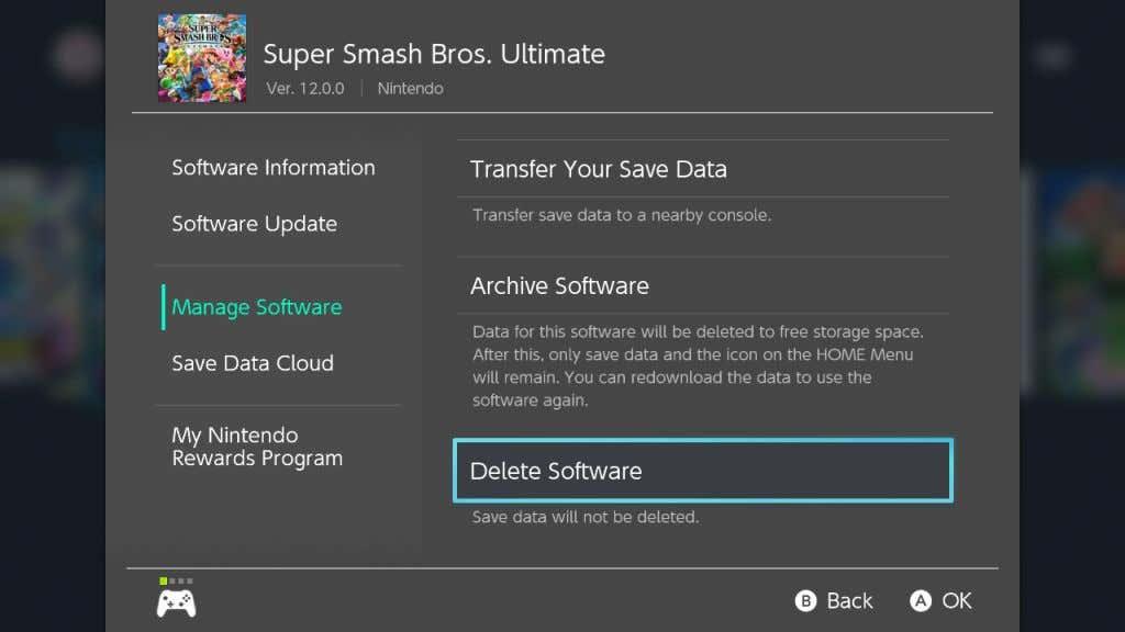 Jak odstranit uložená data hry na Nintendo Switch