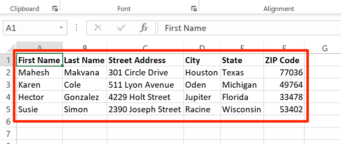Si të krijoni etiketa në Word nga një spreadsheet Excel