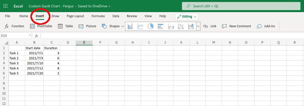 Com crear diagrames de Gantt a Microsoft Excel