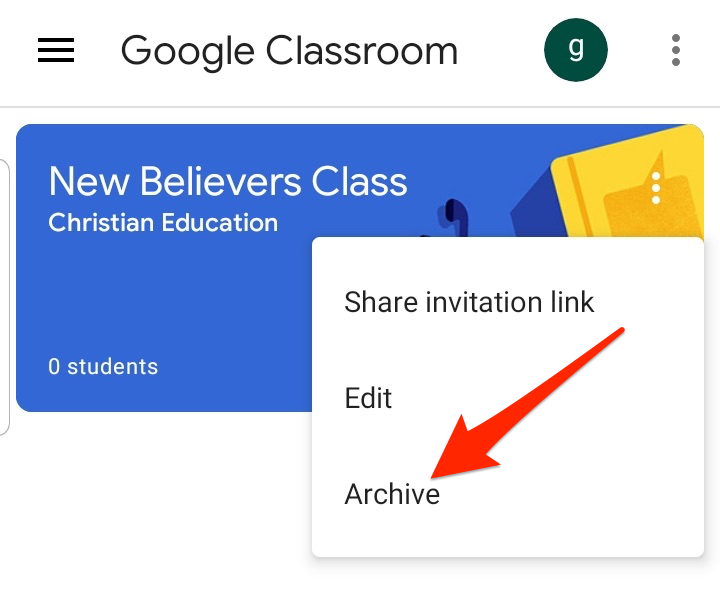 Slik arkiverer eller sletter du et Google Classroom