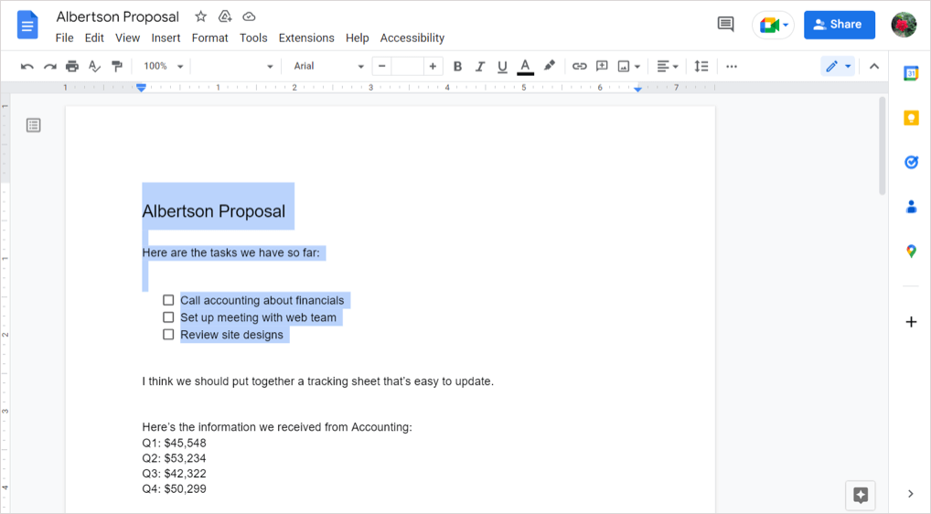 Com fer que Google Docs llegeixi documents en veu alta