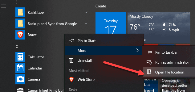 Kansioiden ja sovellusten näyttäminen tai piilottaminen Käynnistä-valikossa Windows 10:ssä