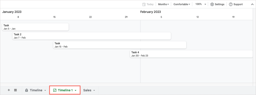 Com utilitzar la vista de cronologia de Google Sheets per gestionar projectes