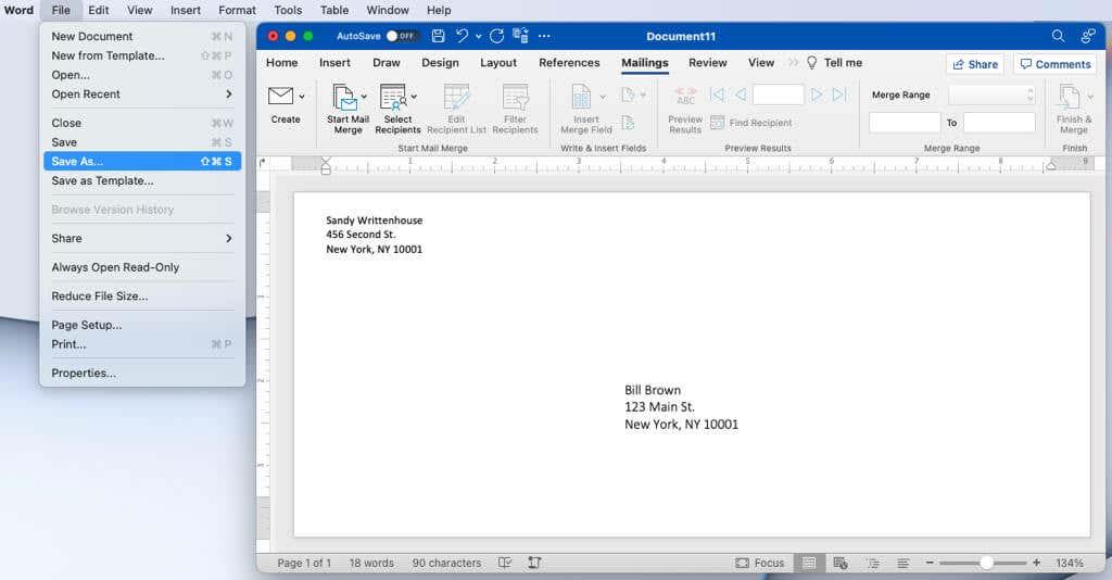 Com imprimir en un sobre a Microsoft Word