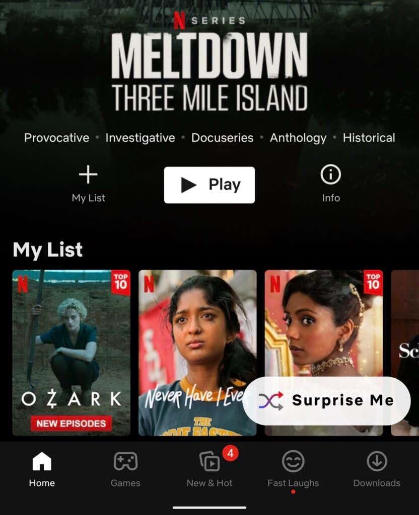 A Netflix Play Something Shuffle funkciójának használata