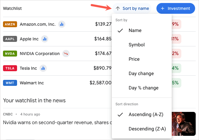 Com configurar una llista d'accions a Google Finance