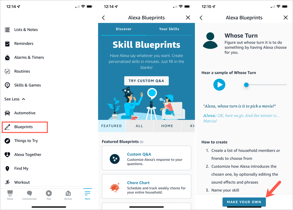 Como crear habilidades con Alexa Blueprints