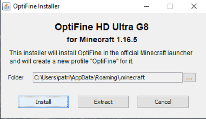 Az OptiFine letöltése és telepítése a Minecraftban