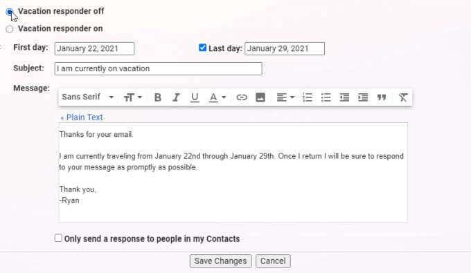 Jak nastavit funkci Mimo kancelář v Gmailu