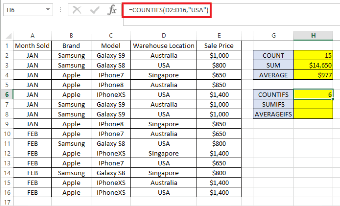 Com utilitzar COUNTIFS, SUMIFS, AVERAGEIFS a Excel