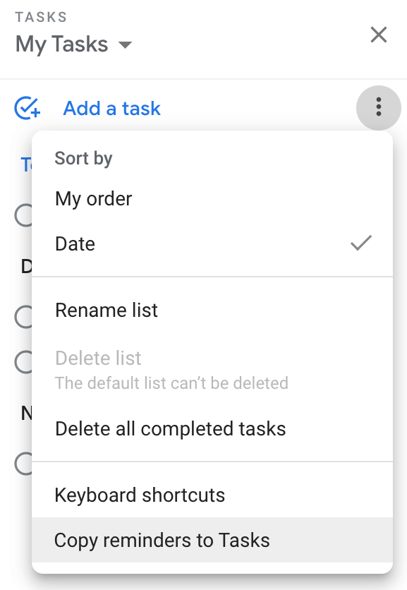 Google'i ülesannete kasutamine – alustamise juhend
