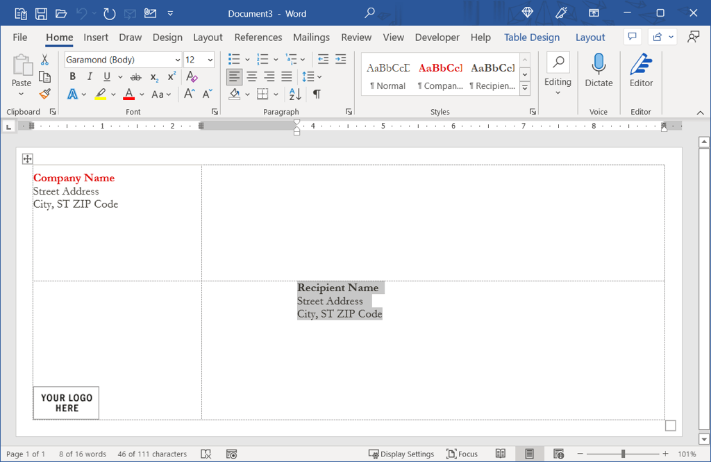 Com imprimir en un sobre a Microsoft Word