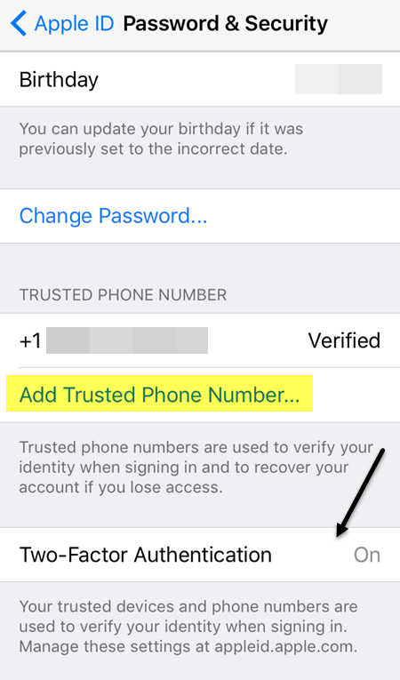 A kéttényezős hitelesítés engedélyezése az iCloud számára iOS rendszeren