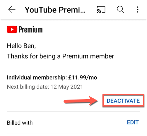 Com cancel·lar o posar en pausa una subscripció a YouTube Premium