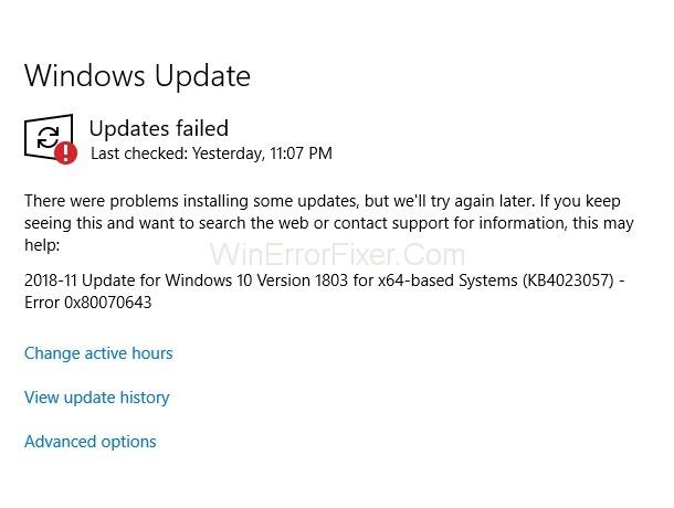 Windows Update'i veakood 0x80070643 {Lahendatud}