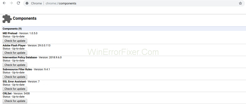 Što je Chrome://Components i kako ažurirati komponente pomoću njega