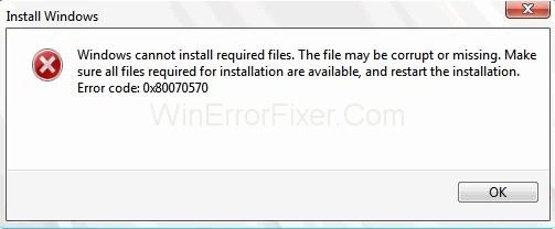 Codi d'error de Windows 10 0x80070570 {Resolt}