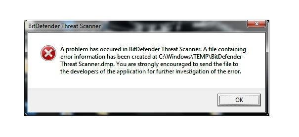 S'ha produït un problema a l'error de l'escàner d'amenaces de BitDefender {Resolt}