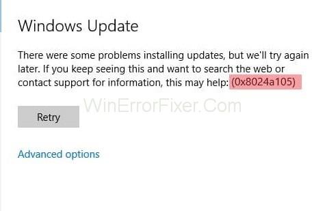 Codi d'error d'actualització de Windows 0x8024a105 Error {Resolt}