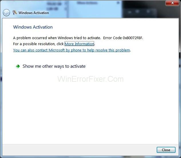 Erro de activación de Windows 0x80072f8f {Resolto}