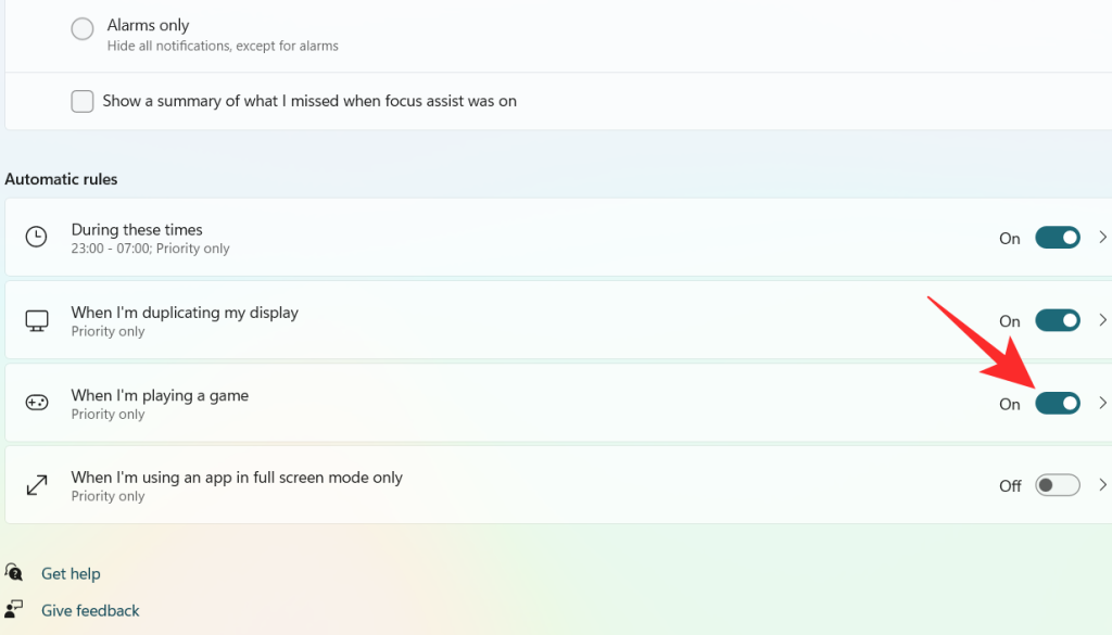 Focus Assist'i kasutamine Windows 11-s