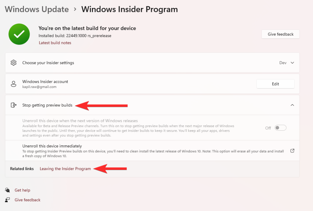 Чому параметри програми Windows Insider у Windows 11 неактивні?  Як виправити