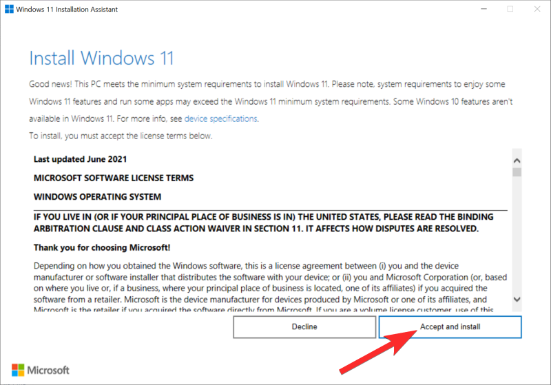 Como usar o asistente de instalación de Windows 11 para actualizar desde Windows 10