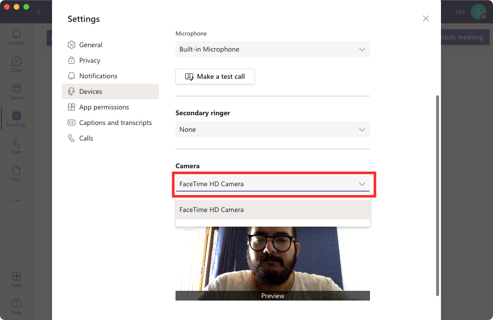 Jak testovat kameru v Microsoft Teams