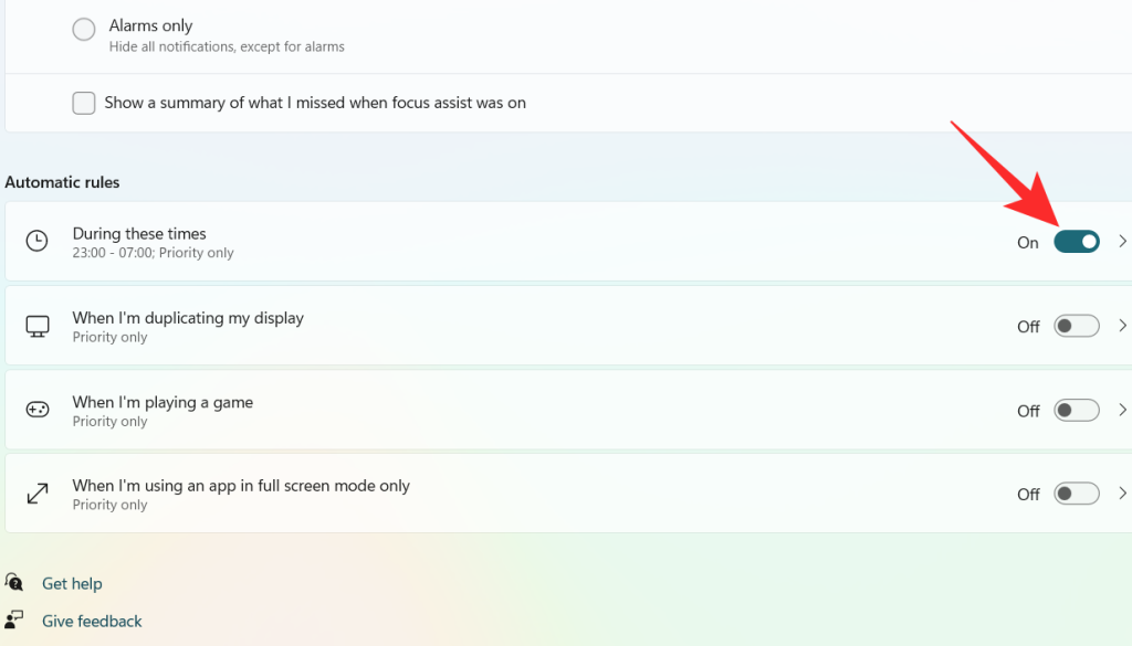 Focus Assist'i kasutamine Windows 11-s