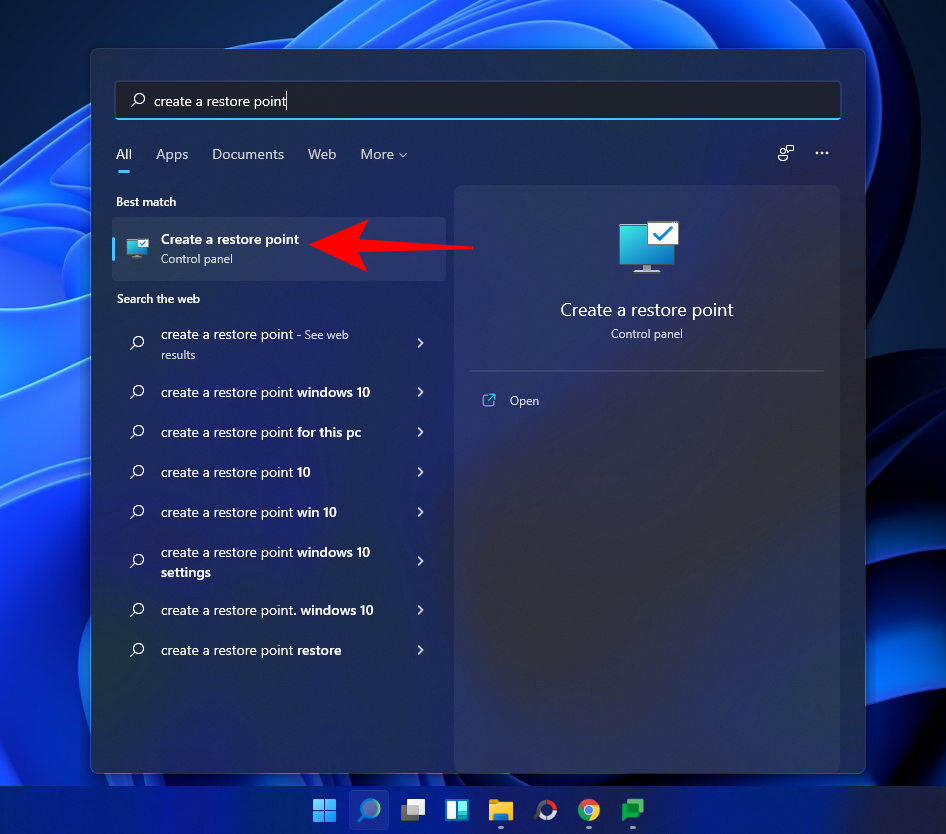 Palautuspisteen luominen Windows 11:ssä