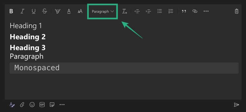 Kaip formatuoti pranešimus „Microsoft Teams“.