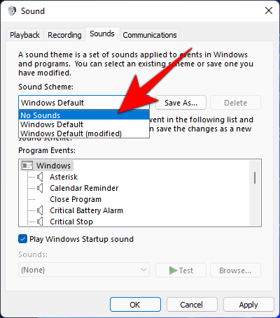Kaip išjungti „Windows 11“ įspėjimo garsus