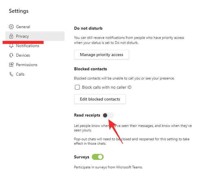 Slå av lesebekreftelser for personvern på Microsoft Teams