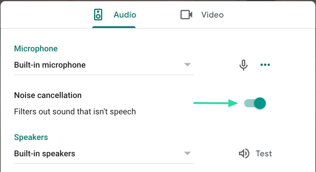Como activar a cancelación de ruído para reunións en Google Meet