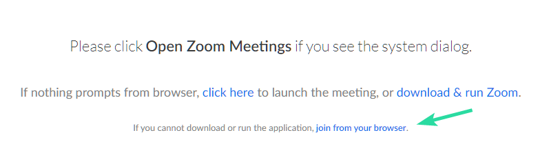 Kuidas suumida veebibrauseris Zoom Meetingit ja blokeerida suumirakenduse avamise dialoog