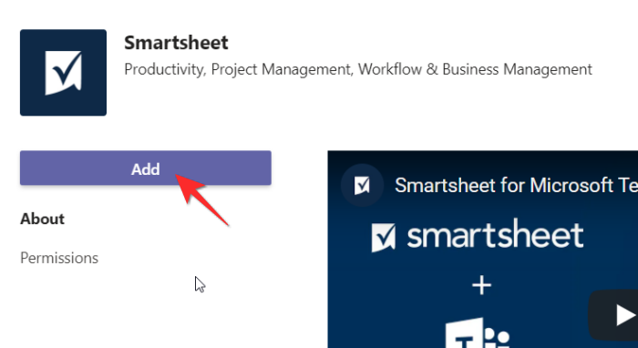 Smartsheet hozzáadása a Microsoft Teamshez