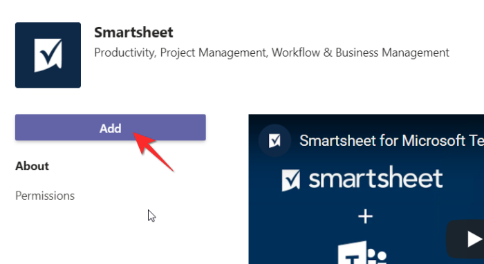 Sådan tilføjer du Smartsheet til Microsoft Teams