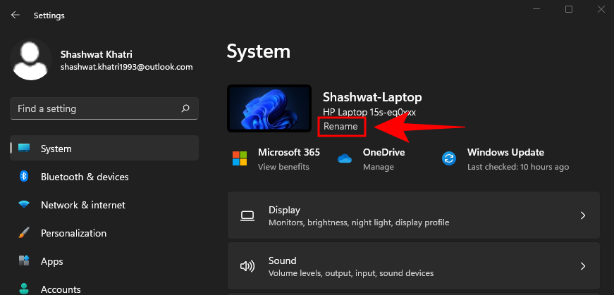 Kako najti ime računalnika v sistemu Windows 11