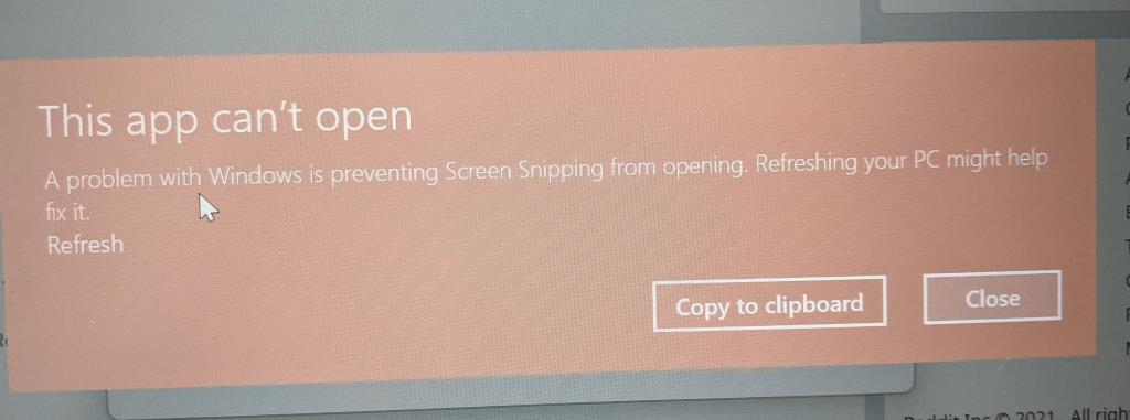 [Atnaujinimas: lapkričio 8 d.] Snipping įrankis neveikia „Windows 11“?  Kaip išspręsti klaidos „Ši programa negali atidaryti“ arba nuorodų problemas