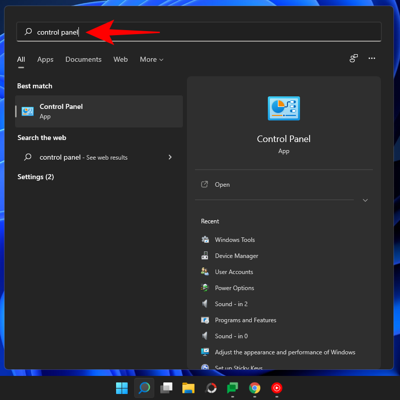 Com obrir el tauler de control a Windows 11