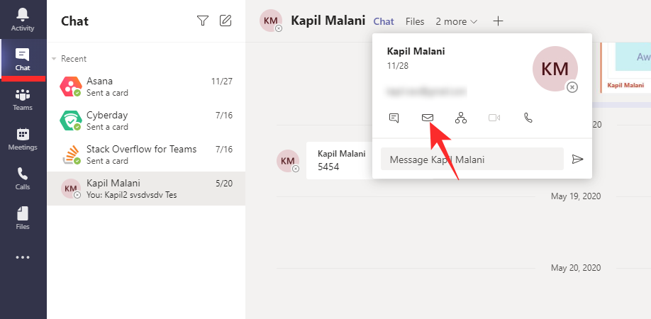 Kako poslati e-poštu izravno iz chata na Microsoft Teams