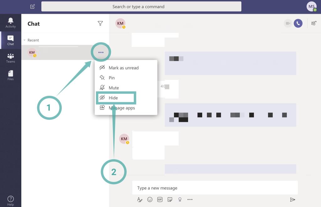 Kaip paslėpti pokalbį „Microsoft Teams“ (ir neslėpti)