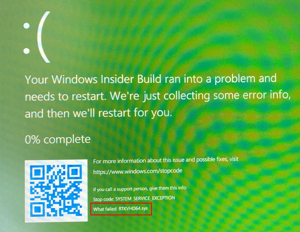 Szoftverösszeomlás elhárítása a Windows 11 Dev Build rendszeren