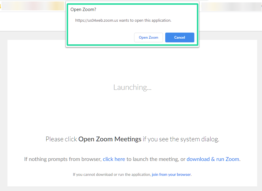 Como forzar Zoom Meeting no navegador web e bloquear o diálogo Abrir a aplicación Zoom