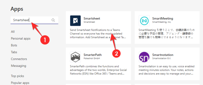 Kaip pridėti „Smartsheet“ prie „Microsoft Teams“.